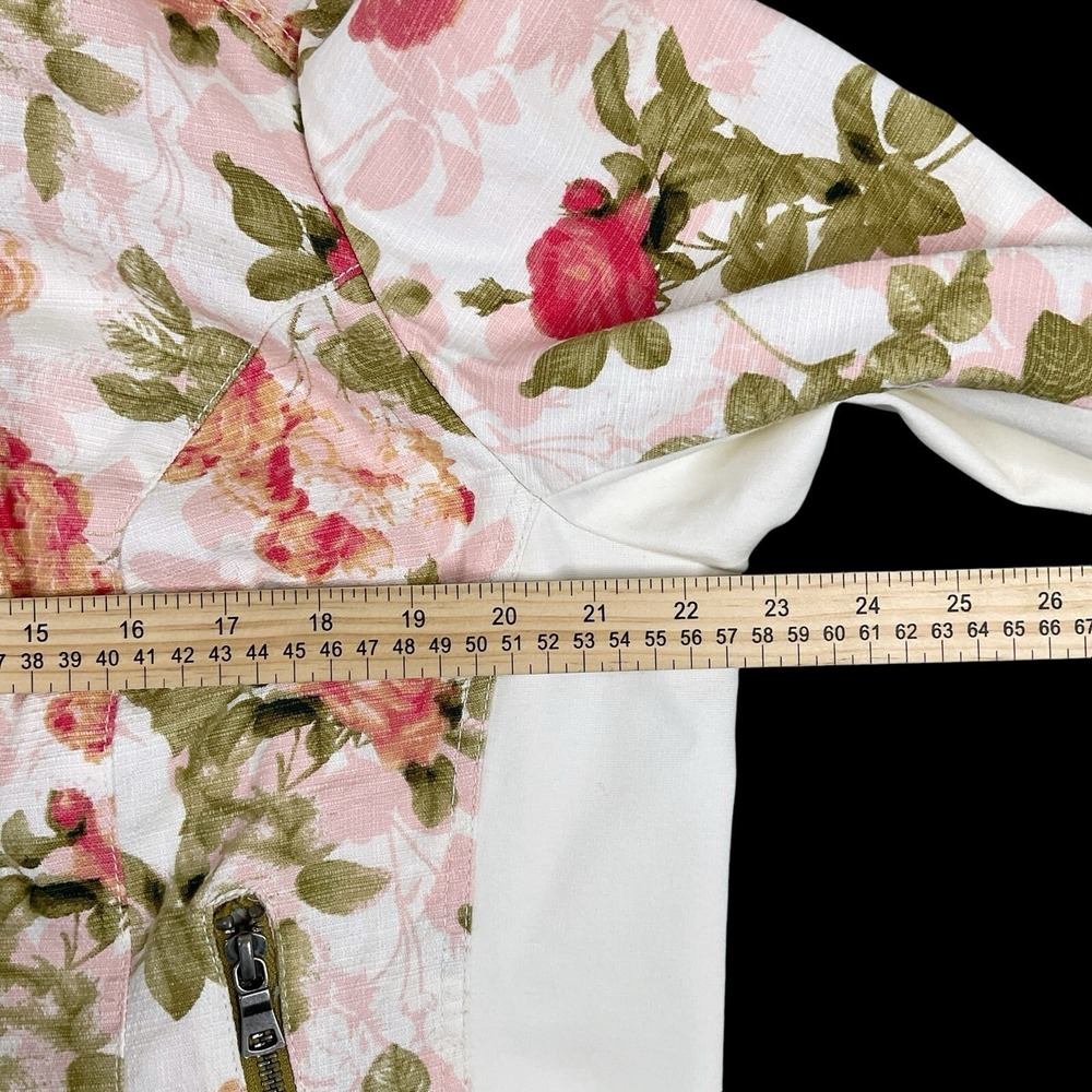 Lane Bryant Jacket Women 18 Ivory Pink Floral Long Sleeve Zip Moto Pockets NWT - Picture 10 of 16